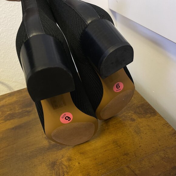 NEW Everlane Chelsea Black Ribbed Knit Ankle Boots Block Heels 9 - Picture 5 of 11